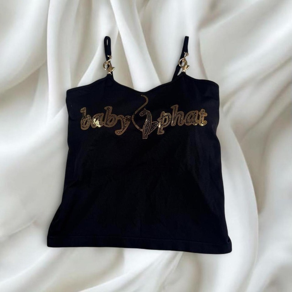 Baby Phat Black Camisole with Gold Logo Detail
